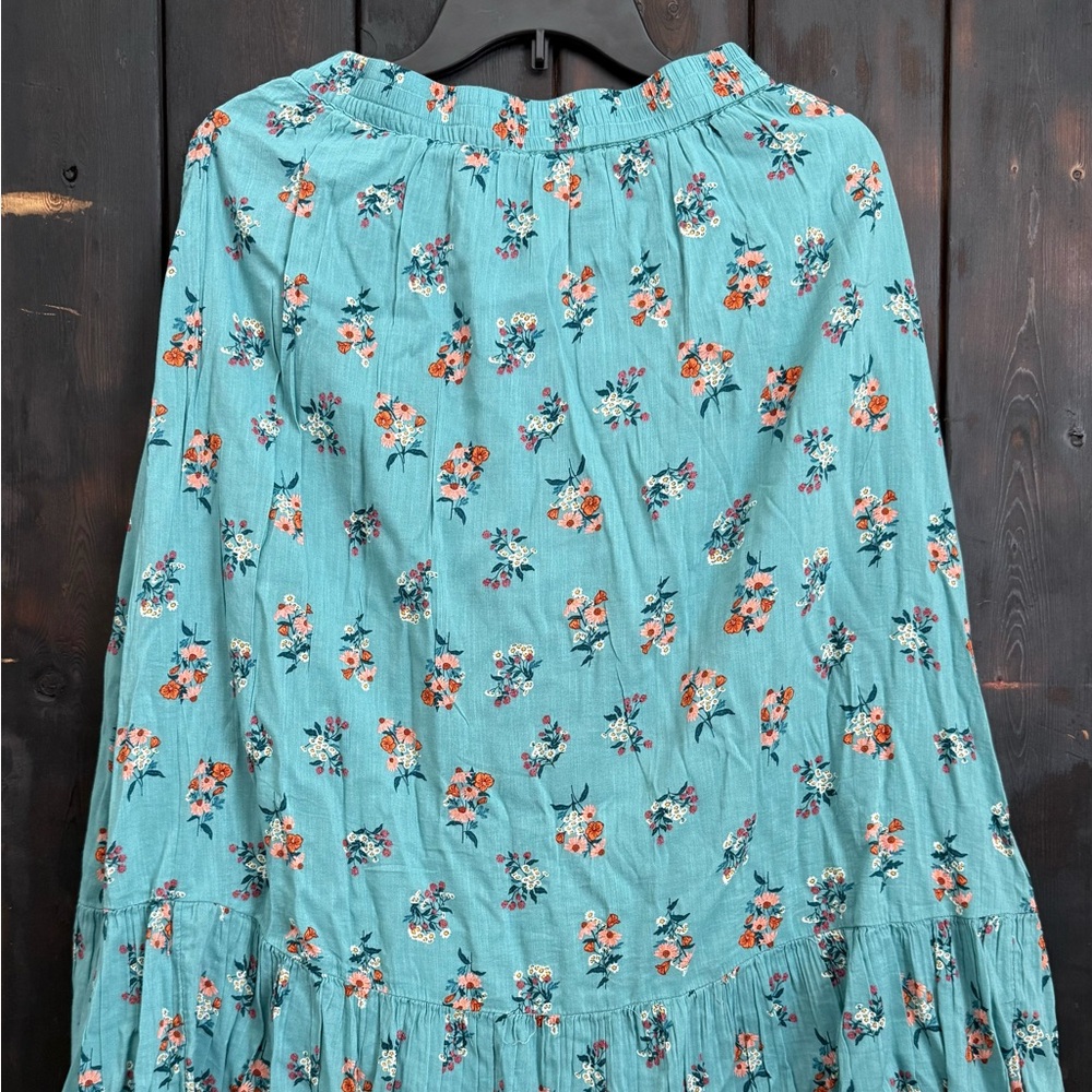 Dip Blue Red Tiered Maxi Skirt Casual